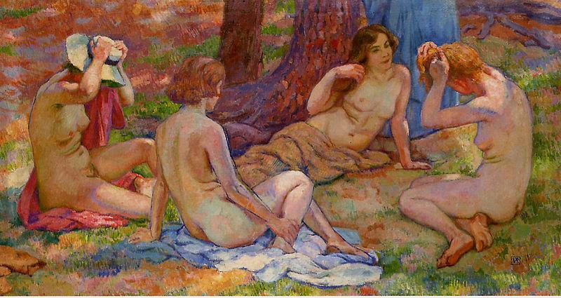 Theo Van Rysselberghe Four Bathers oil painting image